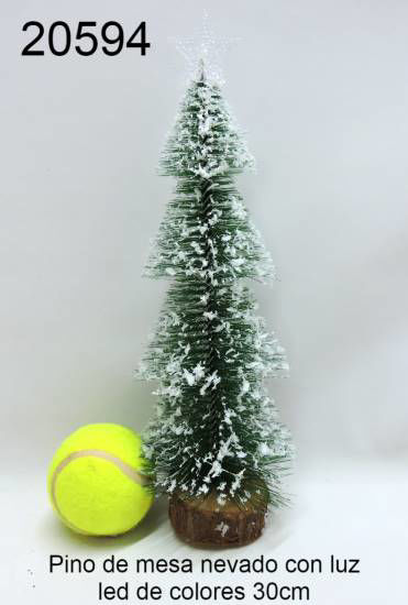 Imagen de PINO DE MESA NEVADO CON LUZ LED COLORES 30CM 10.24